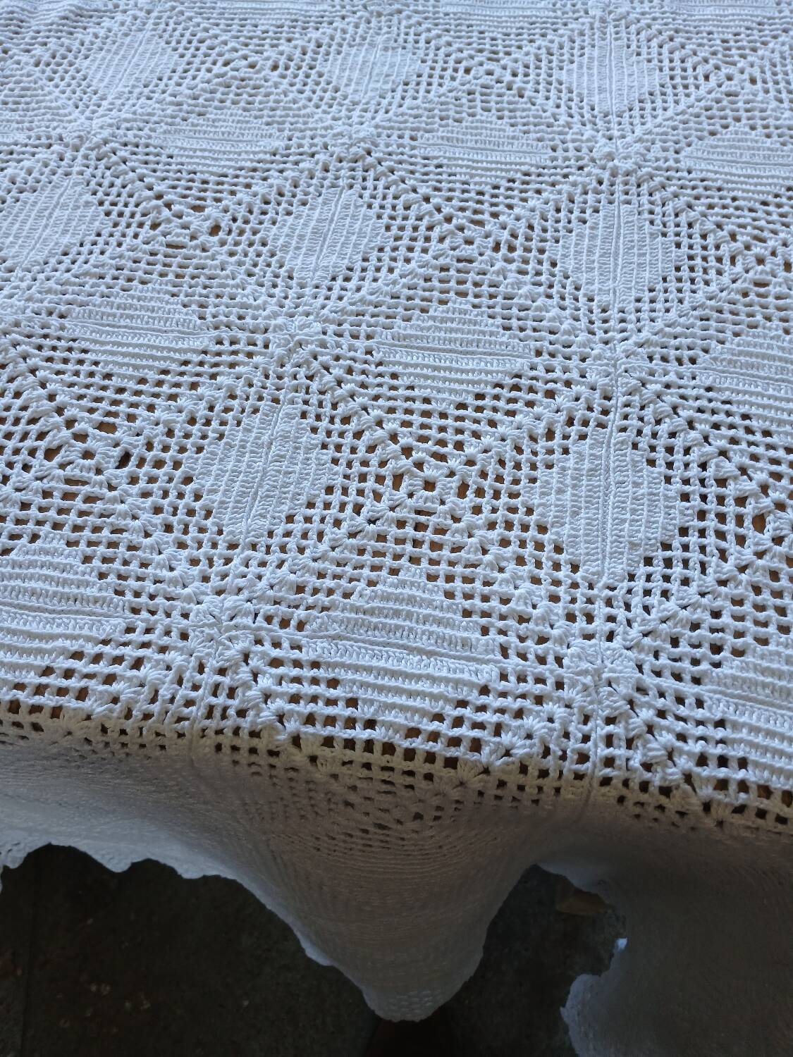 Handmade crochet antique bedspread
