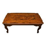 Italian wooden coffee table with marquetry inlaid top