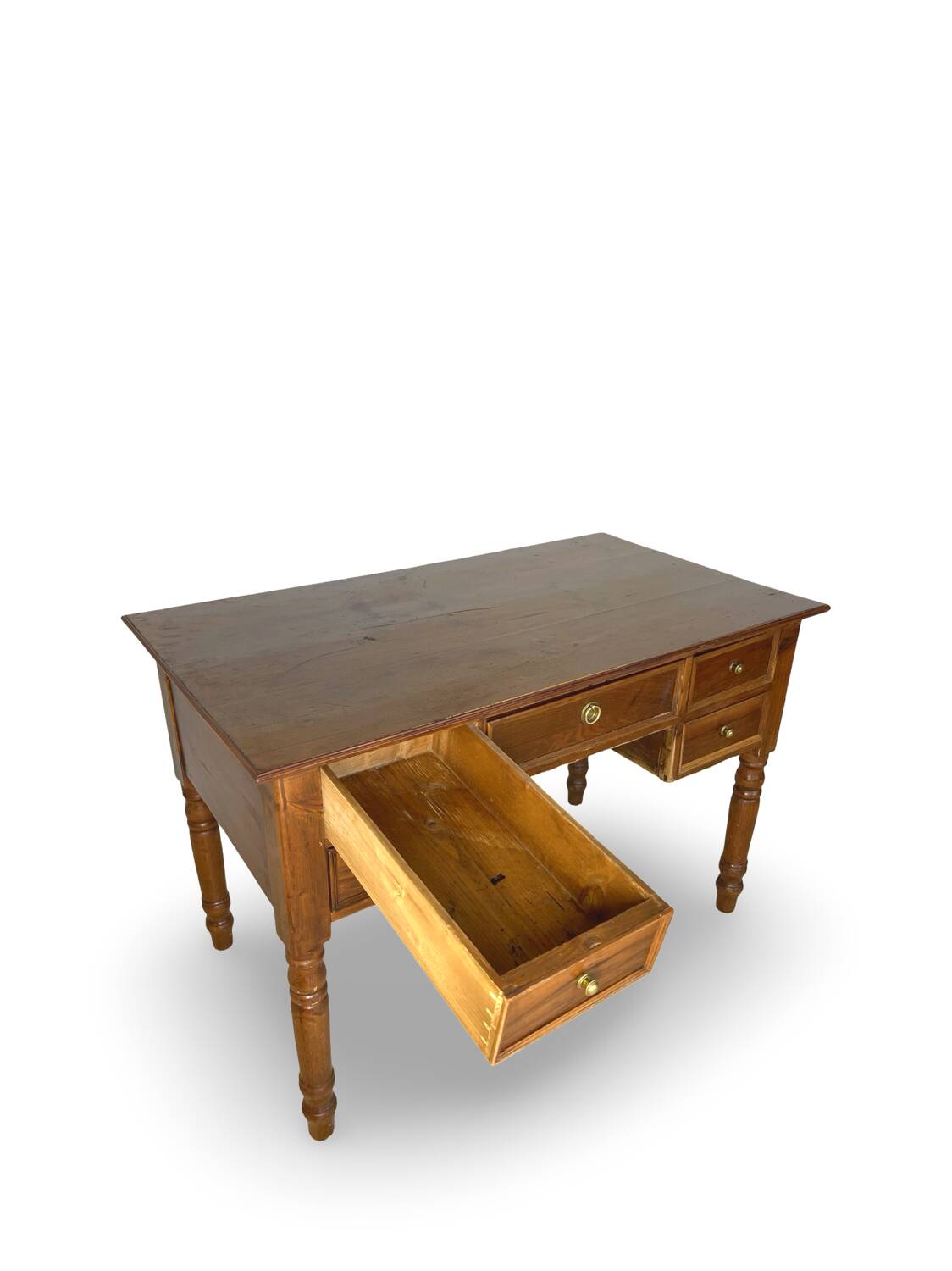 Italian pine wood centre writing desk from the 1960s, a reproduction o