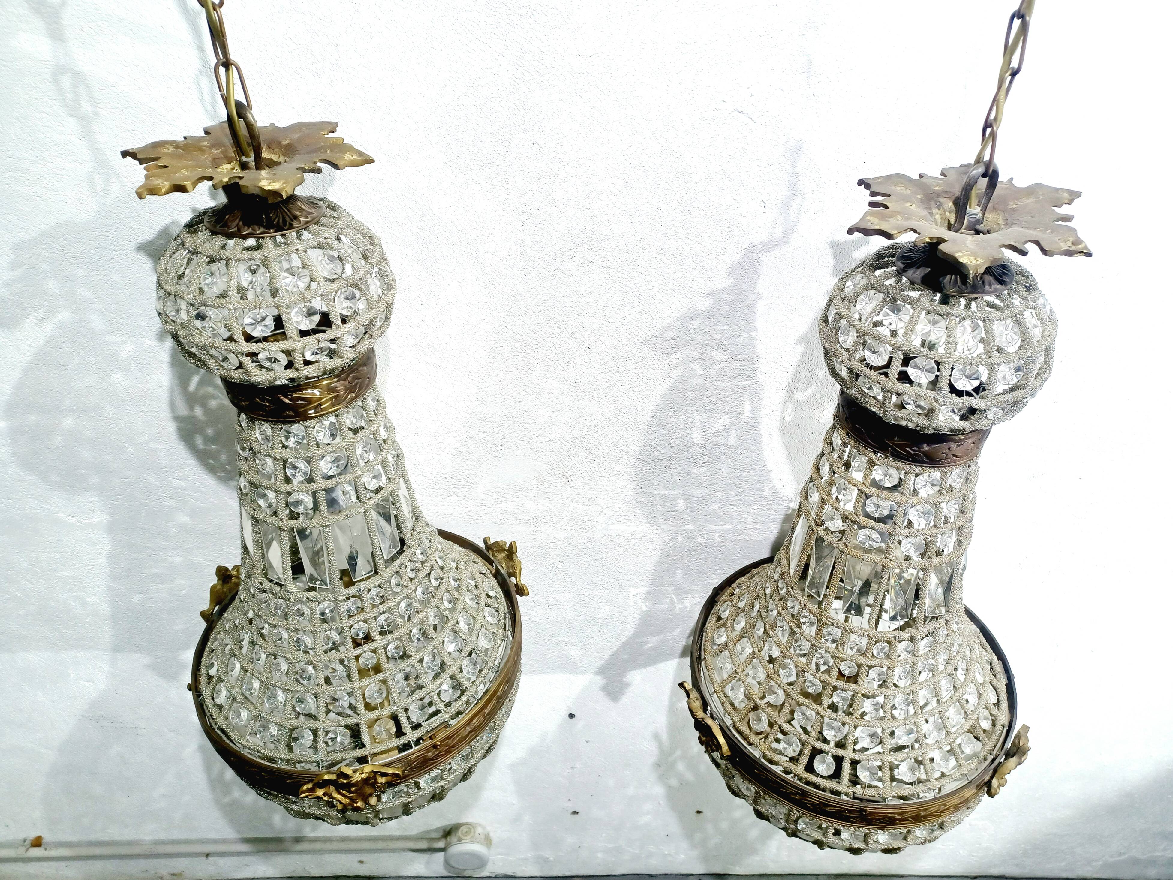 Pair of 1-Light Hot Air Balloon Chandeliers