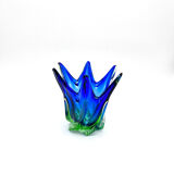 Sculptural Murano Vase – Cobalt Blue & Green - circa 1960