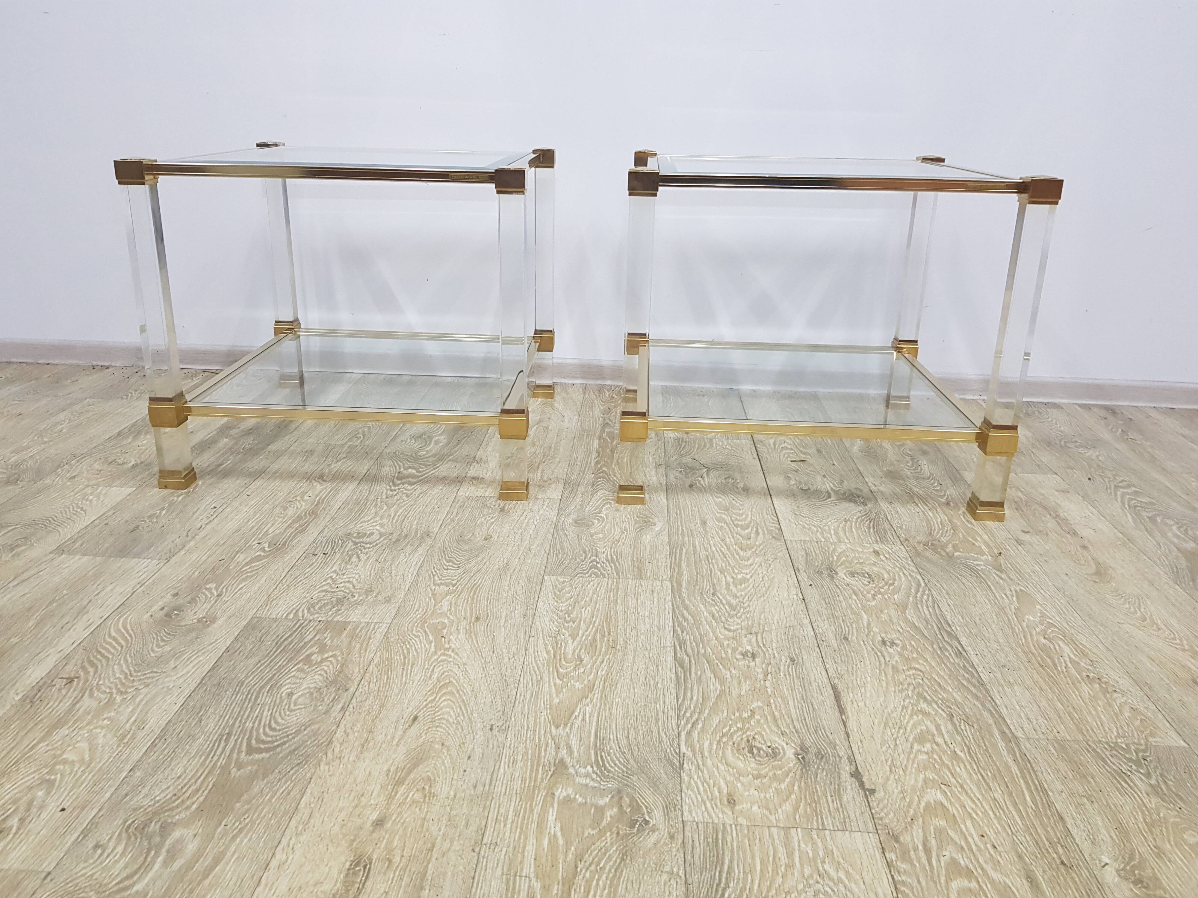 A pair of Hollywood Regency tables, designed by P. Vandel, Paris, 1970s.