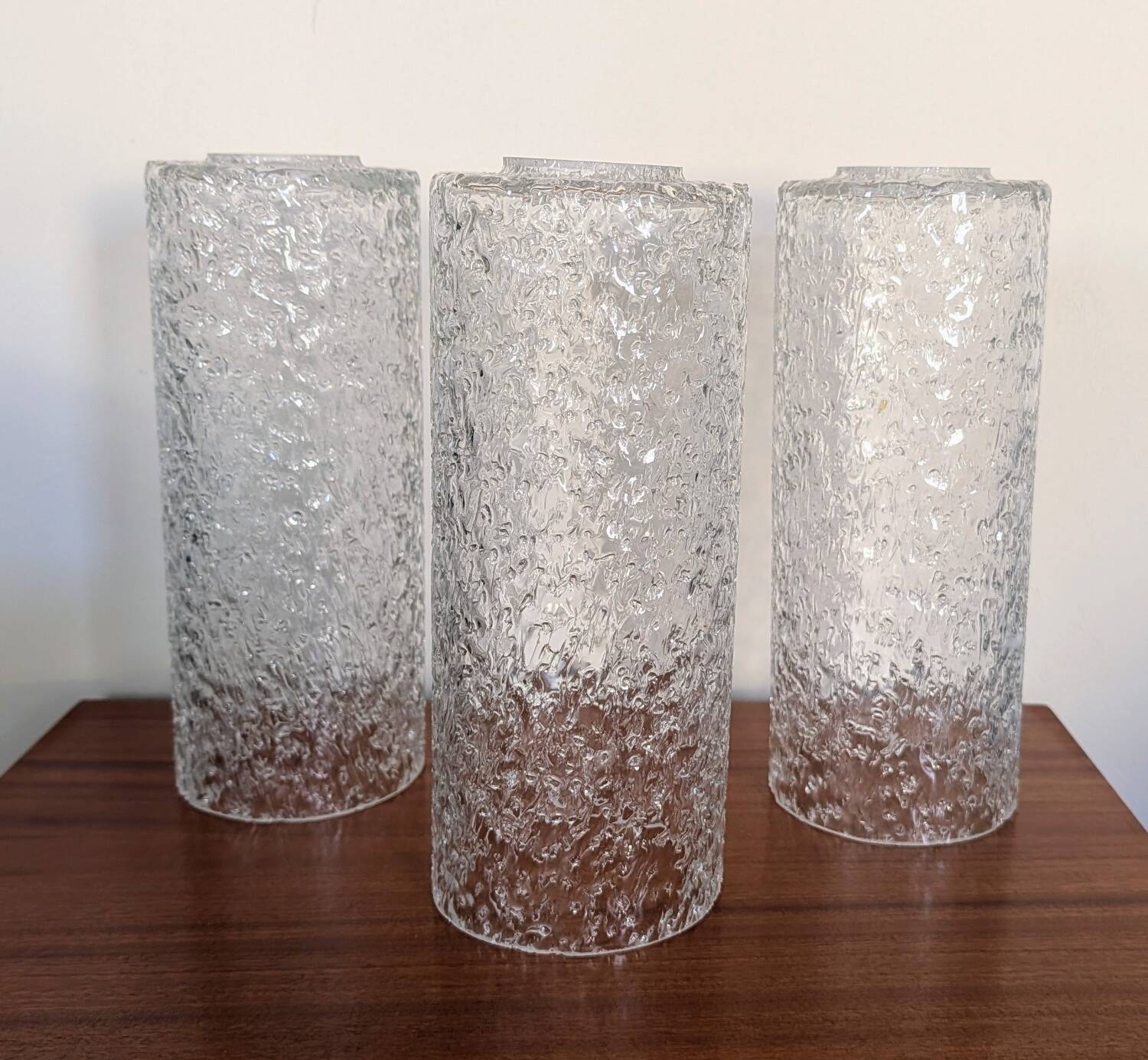 Set of three glass lampshades "70's Crater"