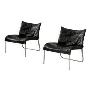 Chaises longues en cuir - noir
