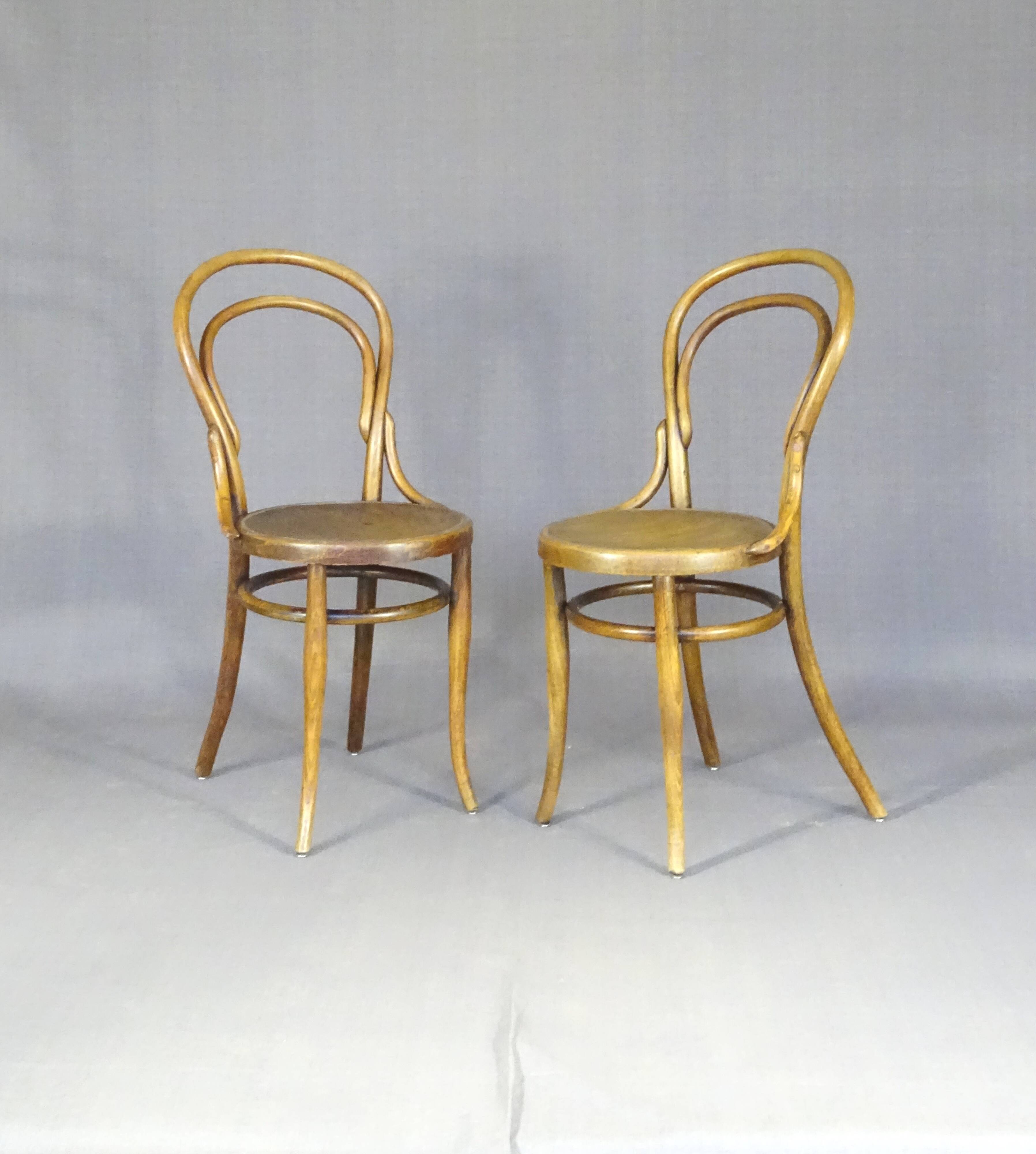 2 Bistro chairs with wooden seats, circa 1890 by Joseph Hofmann, Austria
