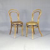 2 Bistro chairs with wooden seats, circa 1890 by Joseph Hofmann, Austria