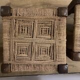 3 tabourets charpoy bois et corde