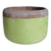 Cache-pot en terre cuite grise & verte. Fabrication Italienne