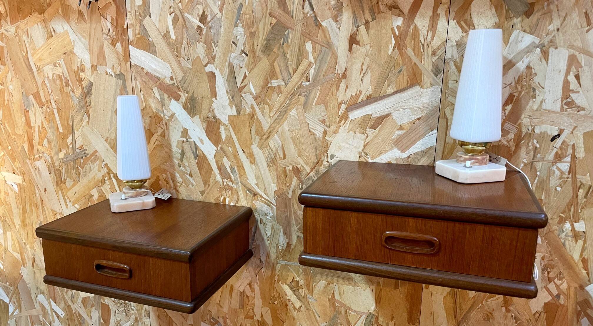 Scandinavian vintage teak bedside tables from the 1960s.