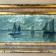 Tabeau ancien - marine - cadre bois doré