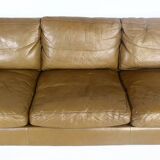 1970s brown leather sofa by Vejen Polstermøbelfabrik