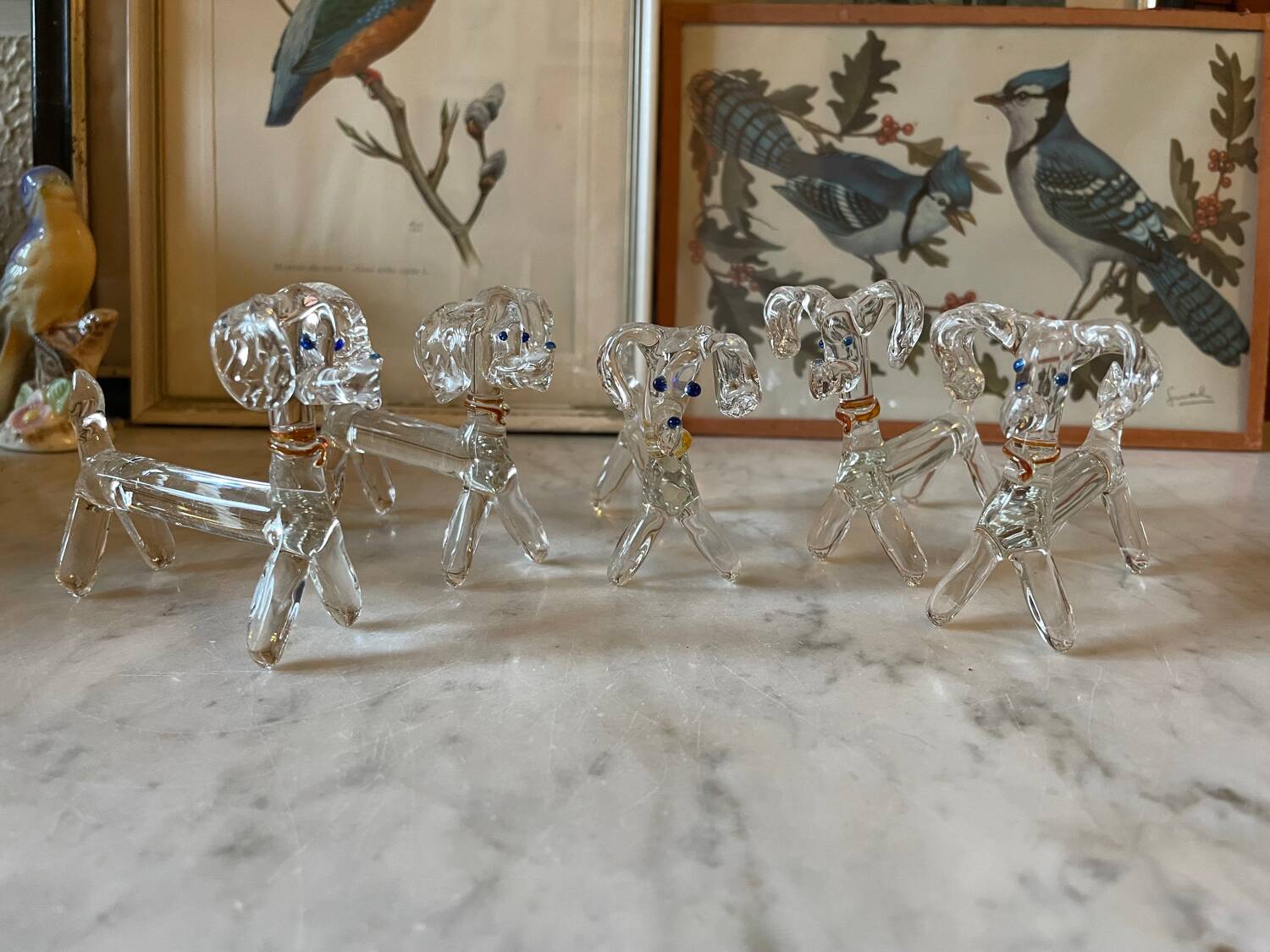 Blown glass dog knife holder