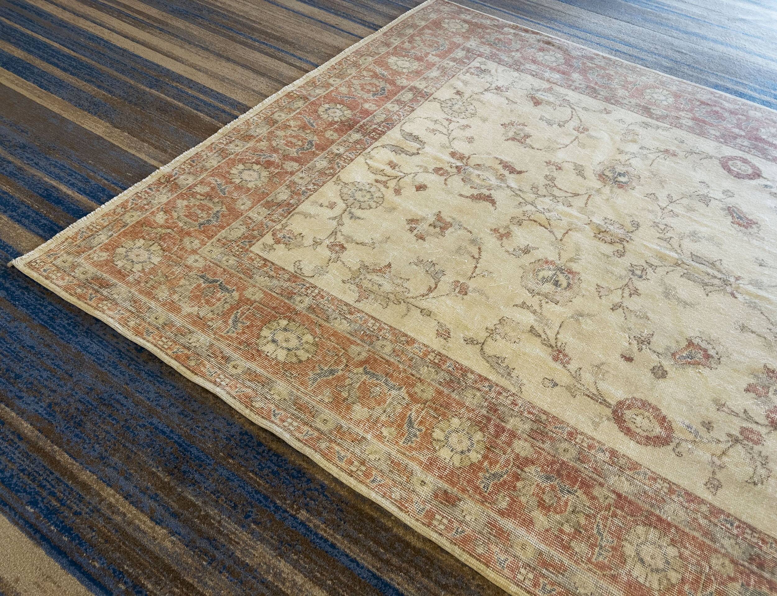 Vintage Large Pastel Carpet with Flowers