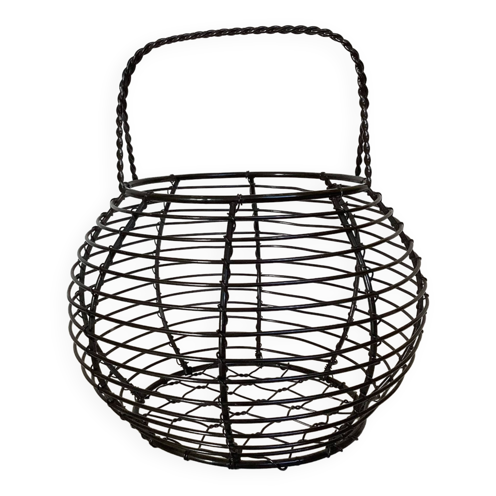 Black metal egg basket