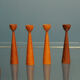 Set of 6 modern Danish teak candlesticks