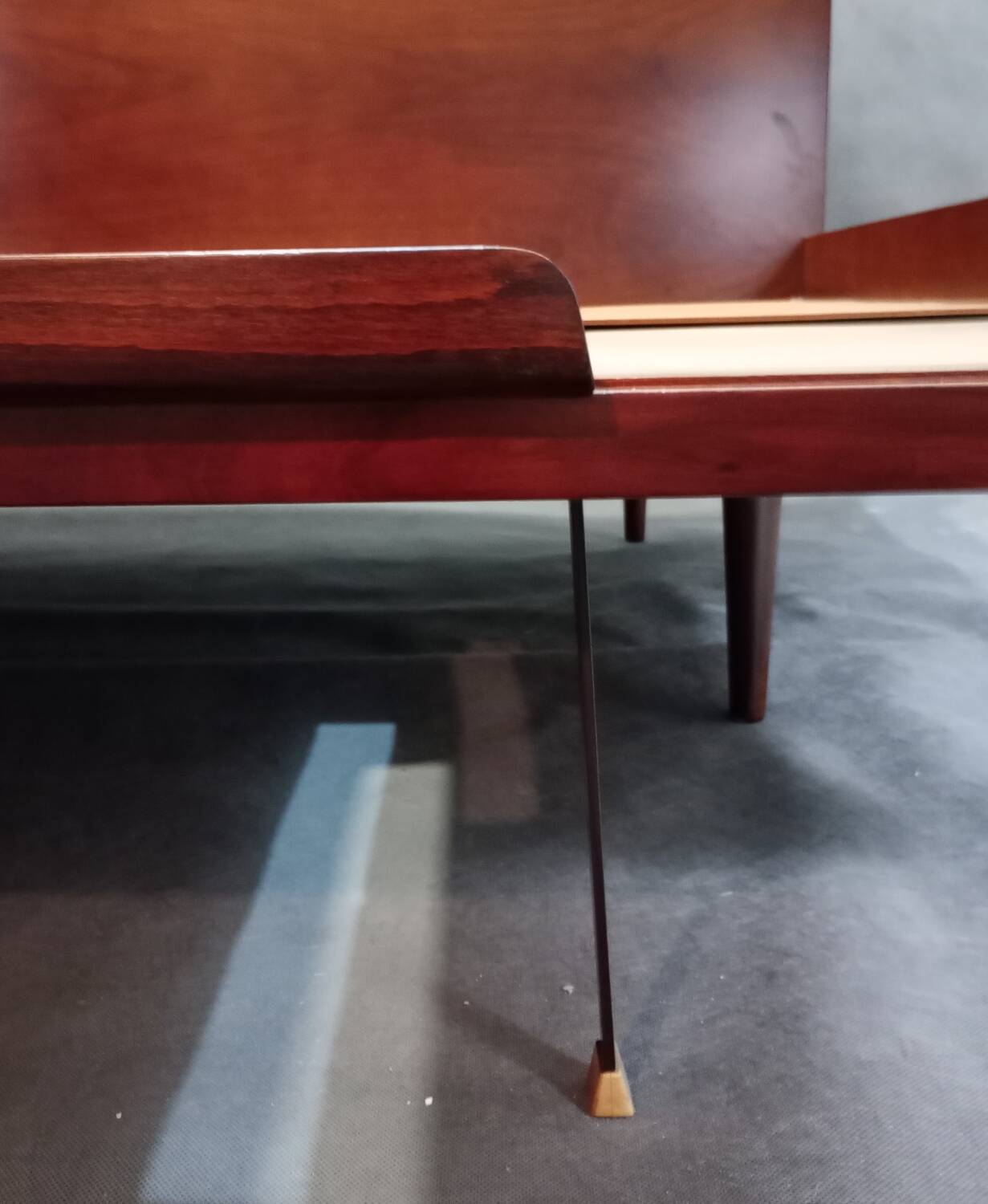 Jitona sobeslav sofa bed in walnut & boucle fabric, vintage czech 1960s