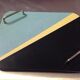 Tray vintage year 59 in formica yellow, blue and black