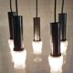 5-light chrome metal and molded glass pendant light - 70's