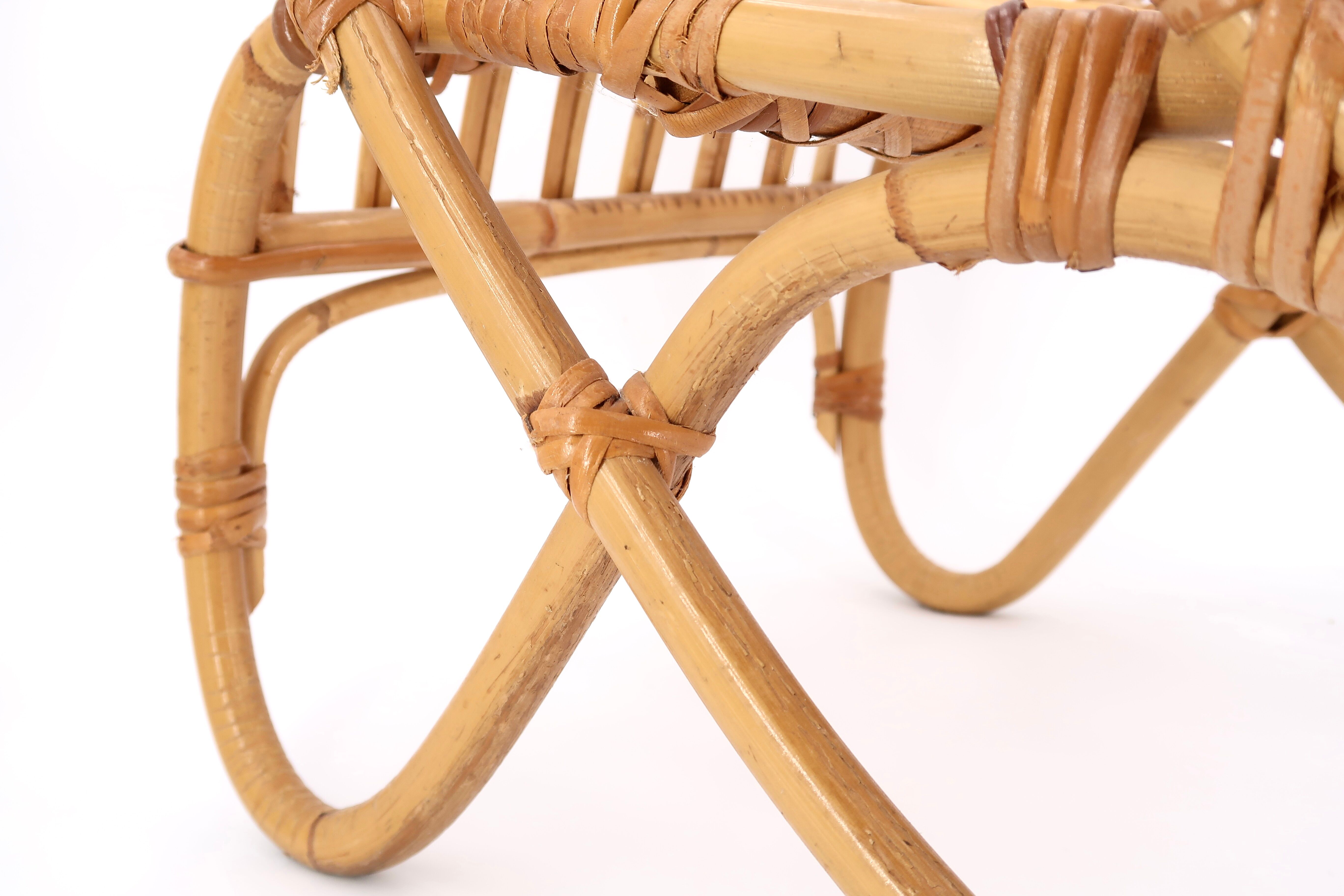 Children's chair in bamboo and rattan, 70s