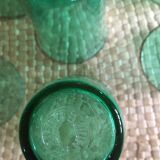 Series of 7 green glasses