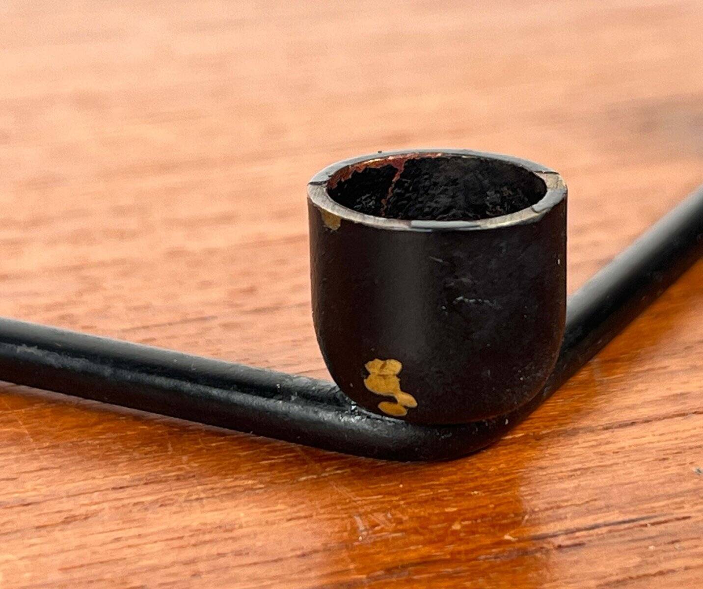 Mid-century Danish minimalist metal candlestick from the 1960s.