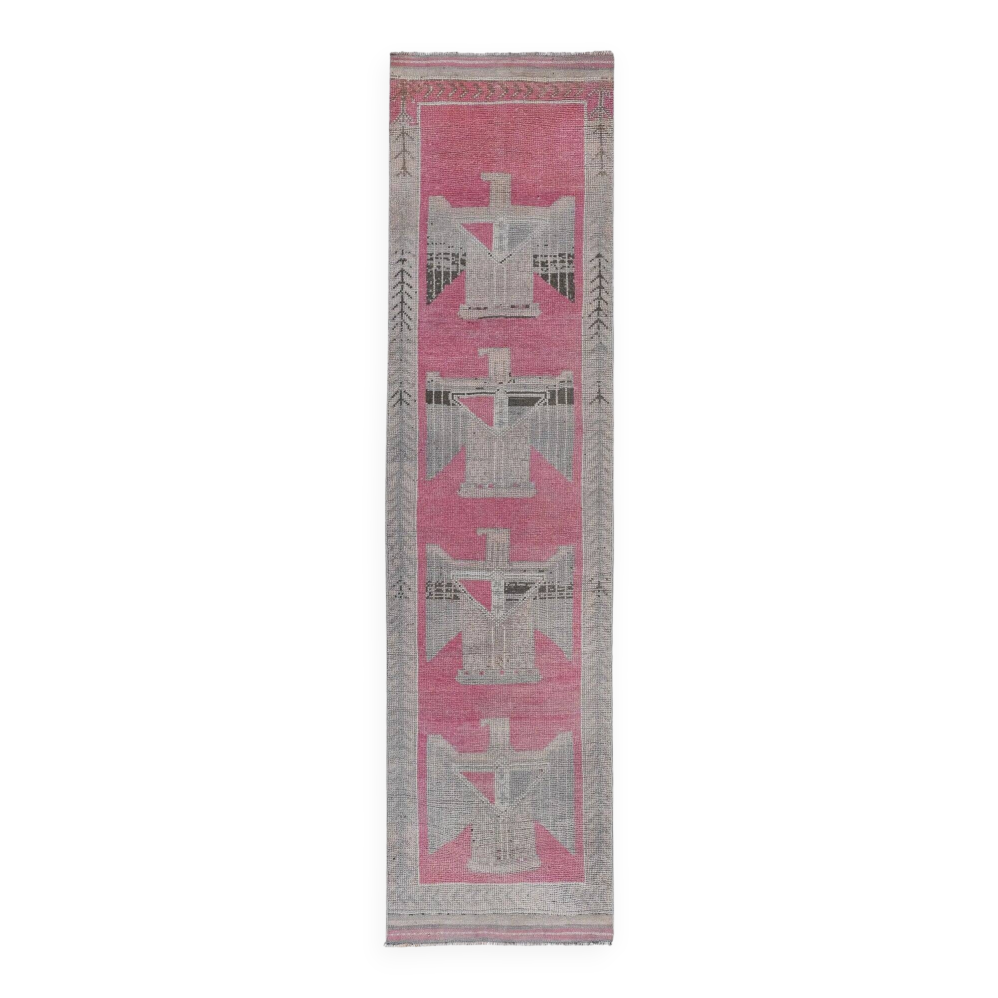 Vintage Turkish hallway rug 99x385 cm
