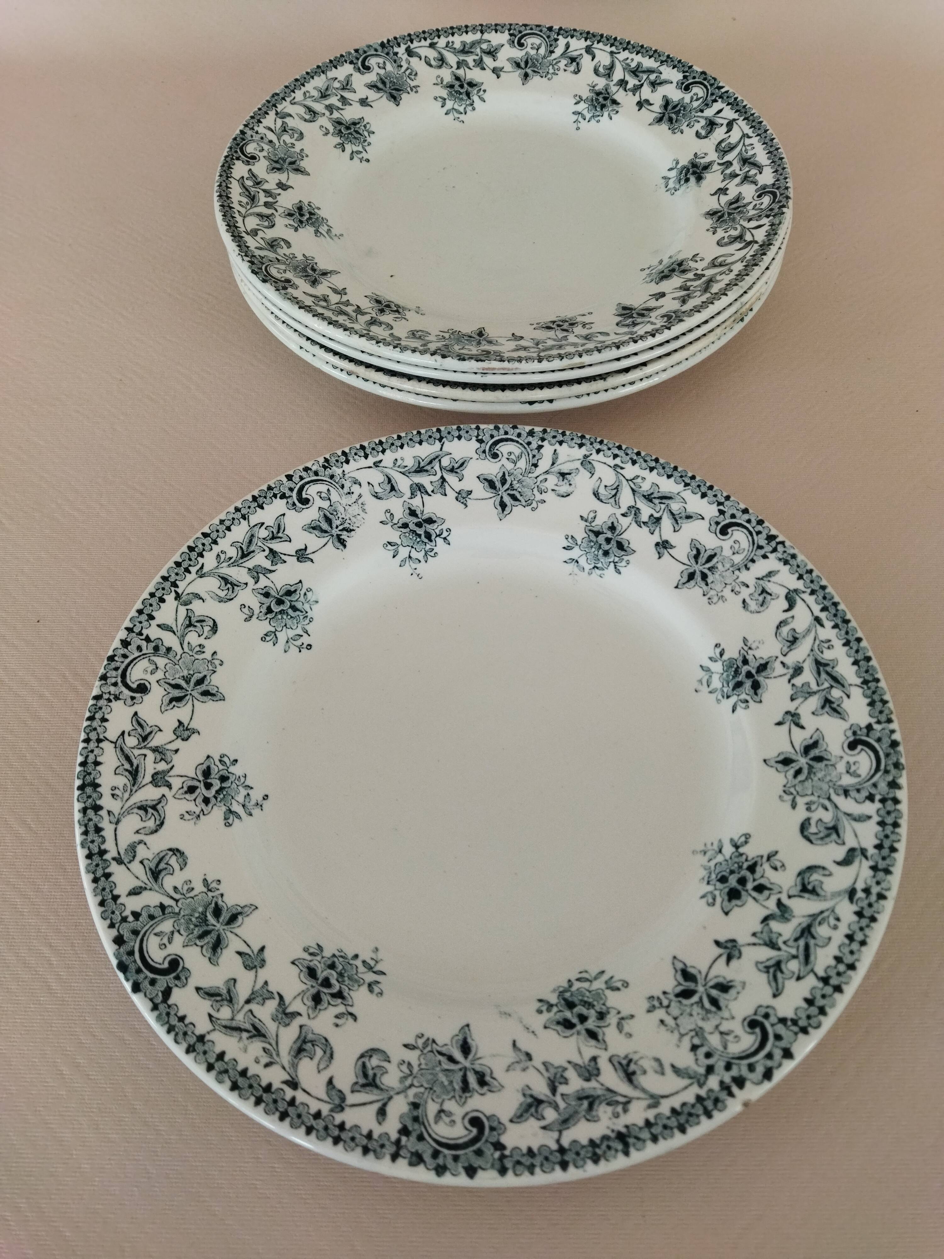 5 flat plates in St Amand "Jane" iron clay