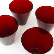 Four Kartio drinking glasses by Kaj Franck, mid-century style, from Nuutajärvi Nottsjö, Finland.