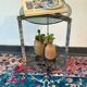 Chromed side table and double shelves