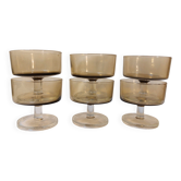 Set of 6 vintage Luminarc champagne glasses, Sweden model, smoked glass