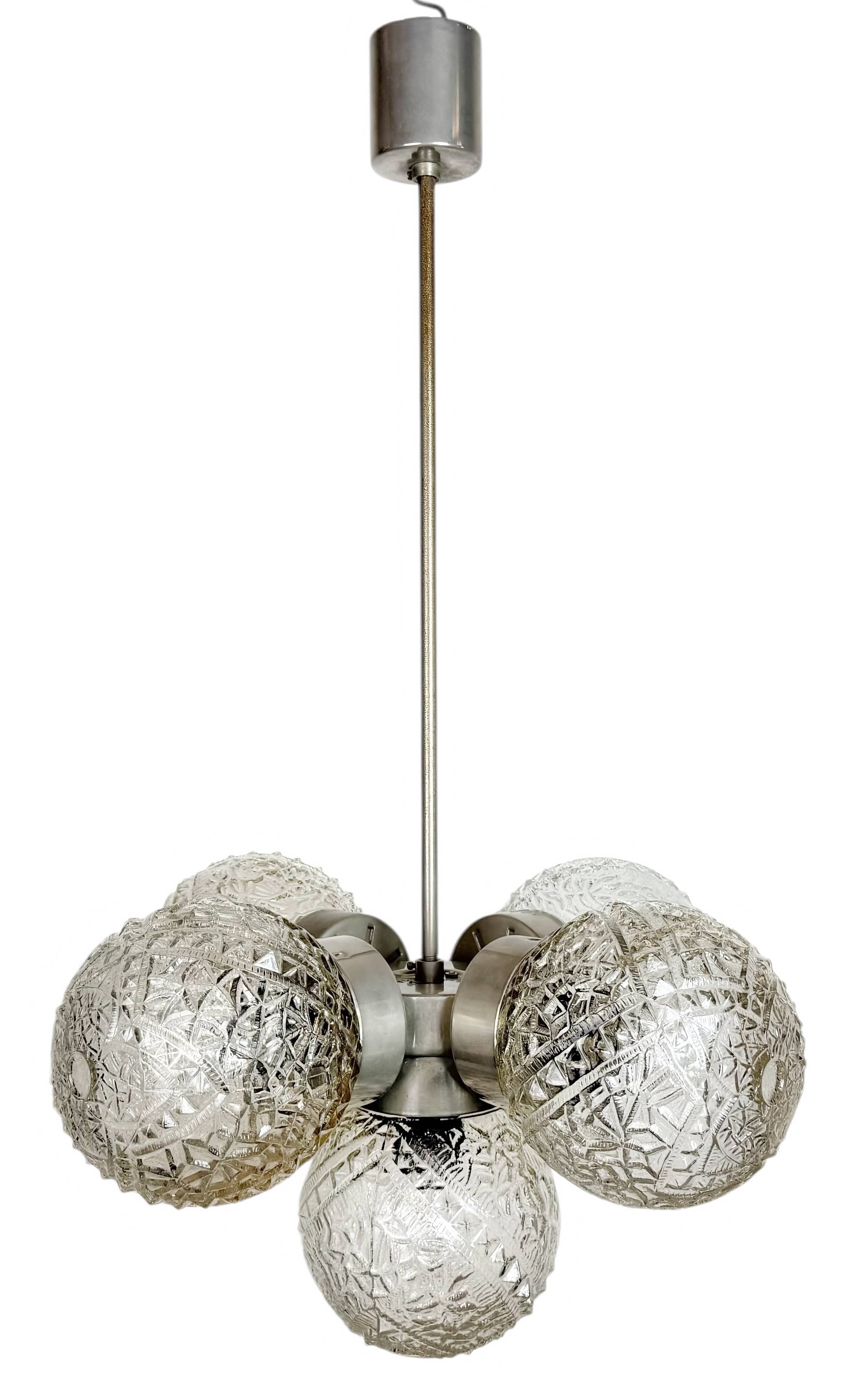 Vintage Cut Glass Chandelier from Kamenický Šenov, 1960s