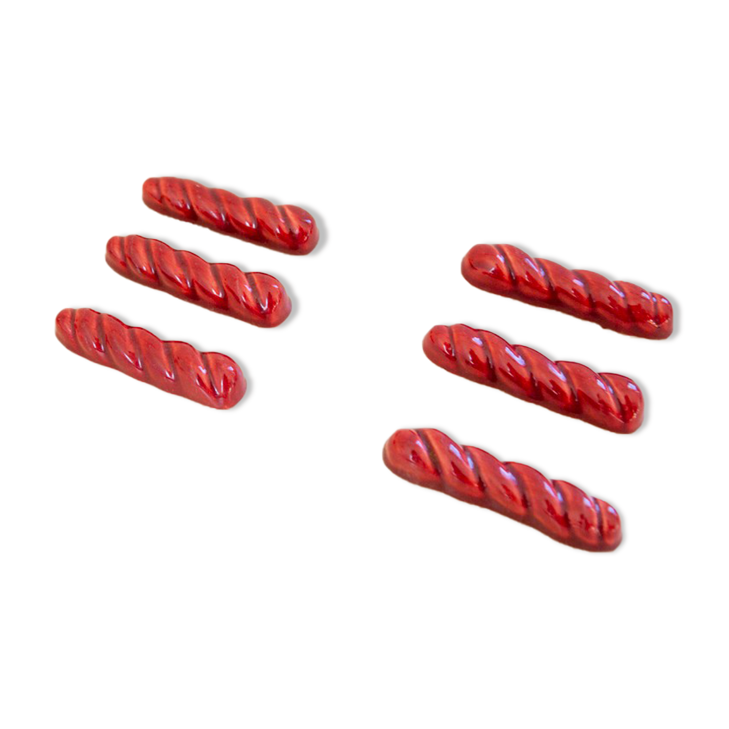 Knife holders in red slurry twist pattern