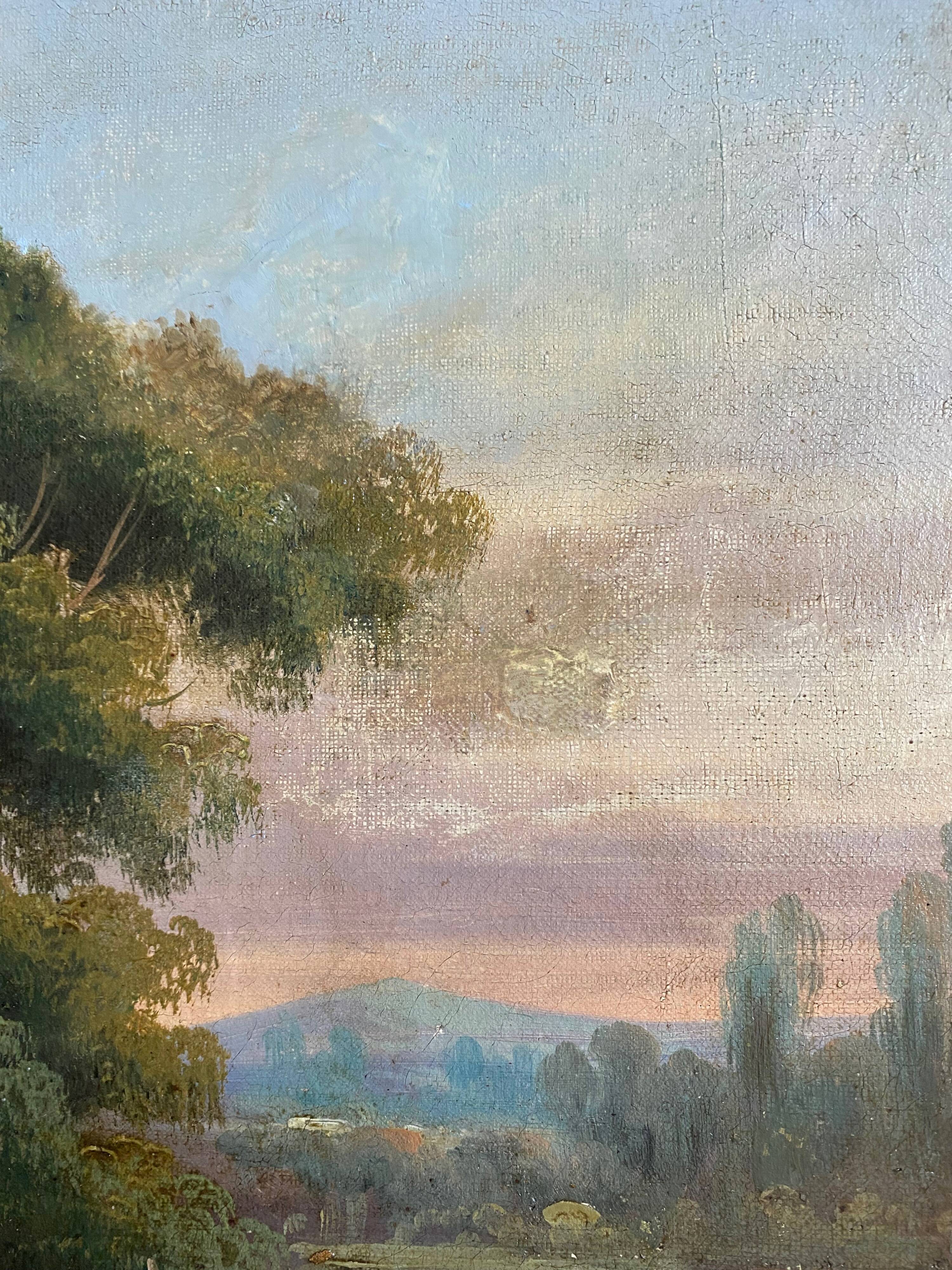 Counterpart of Paintings by Jean Ernest TEXIER (1829-1900) Fisher landscape