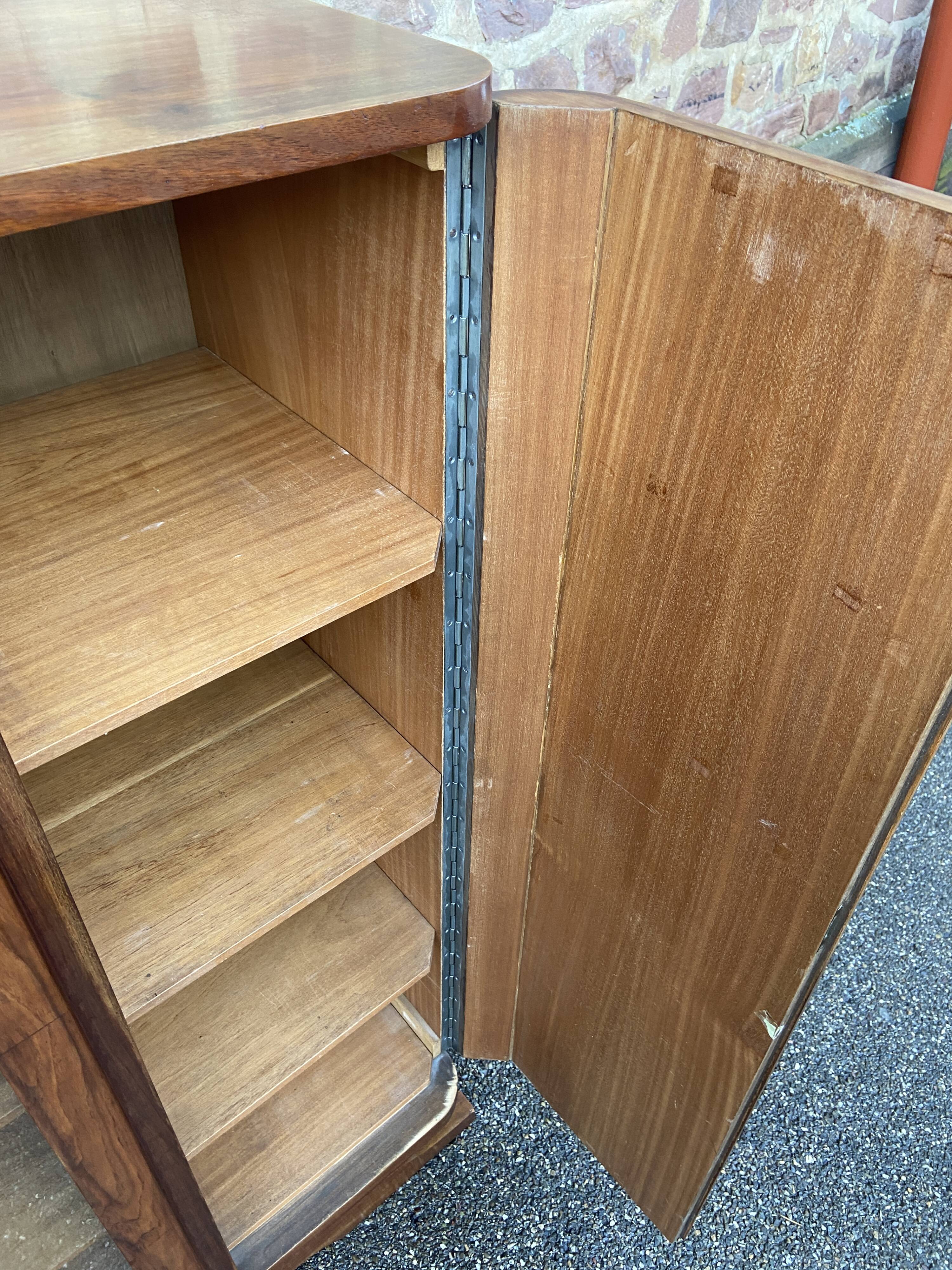 Mid-century art-deco library display case vintage 1950 burl walnut