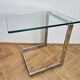 Midcentury Design Cantilevered Glass & Chrome Side Coffee Table, 1980s