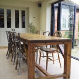 Antique vintage rustic large pine dining table old workbench