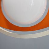 Suspension italienne orange et blanche des années 1970 — Sculpture moderne de l'ère spatiale