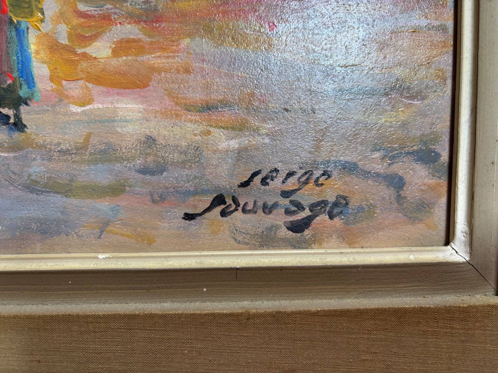 Huile de Serge Sauvage , Marché breton