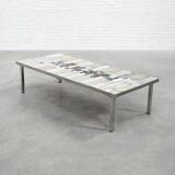 Brutalist Coffee Table by Pia Manu, Ceramic Top, Metal Base, Belgium