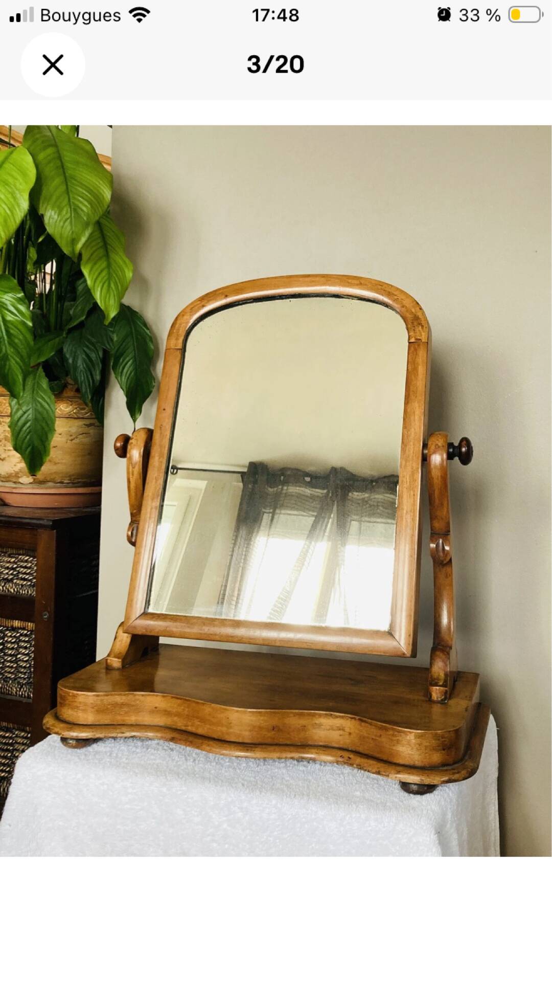 Coiffeuse de table barbière psyché Louis Philippe en noyer époque XIXe