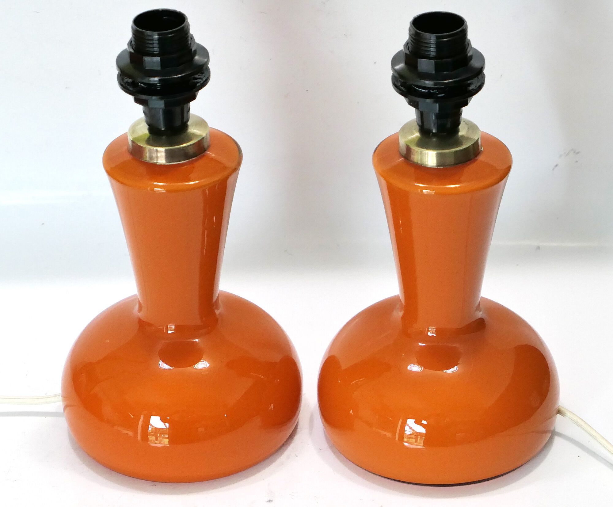 Paire de lampes de table verre orange 1960's