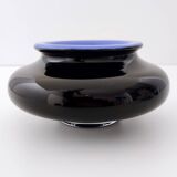 Iridescent Black and Azure Cased Glass Vase, Italy