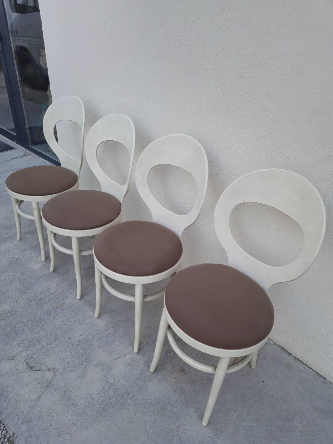 Set of 4 Baumann chairs, Mouette model, vintage 1950s