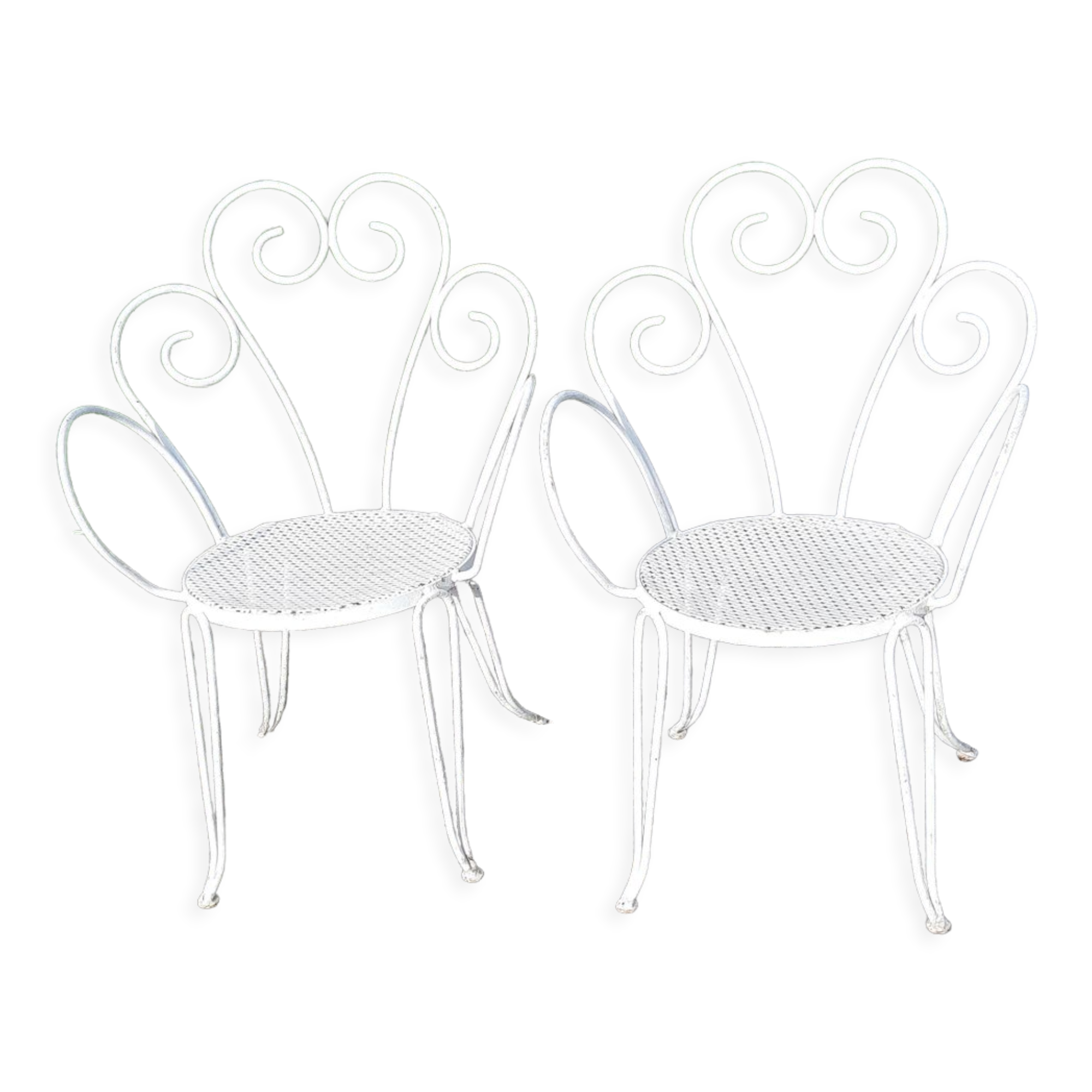 Paire de fauteuils de jardin 1900 en fer forgé
