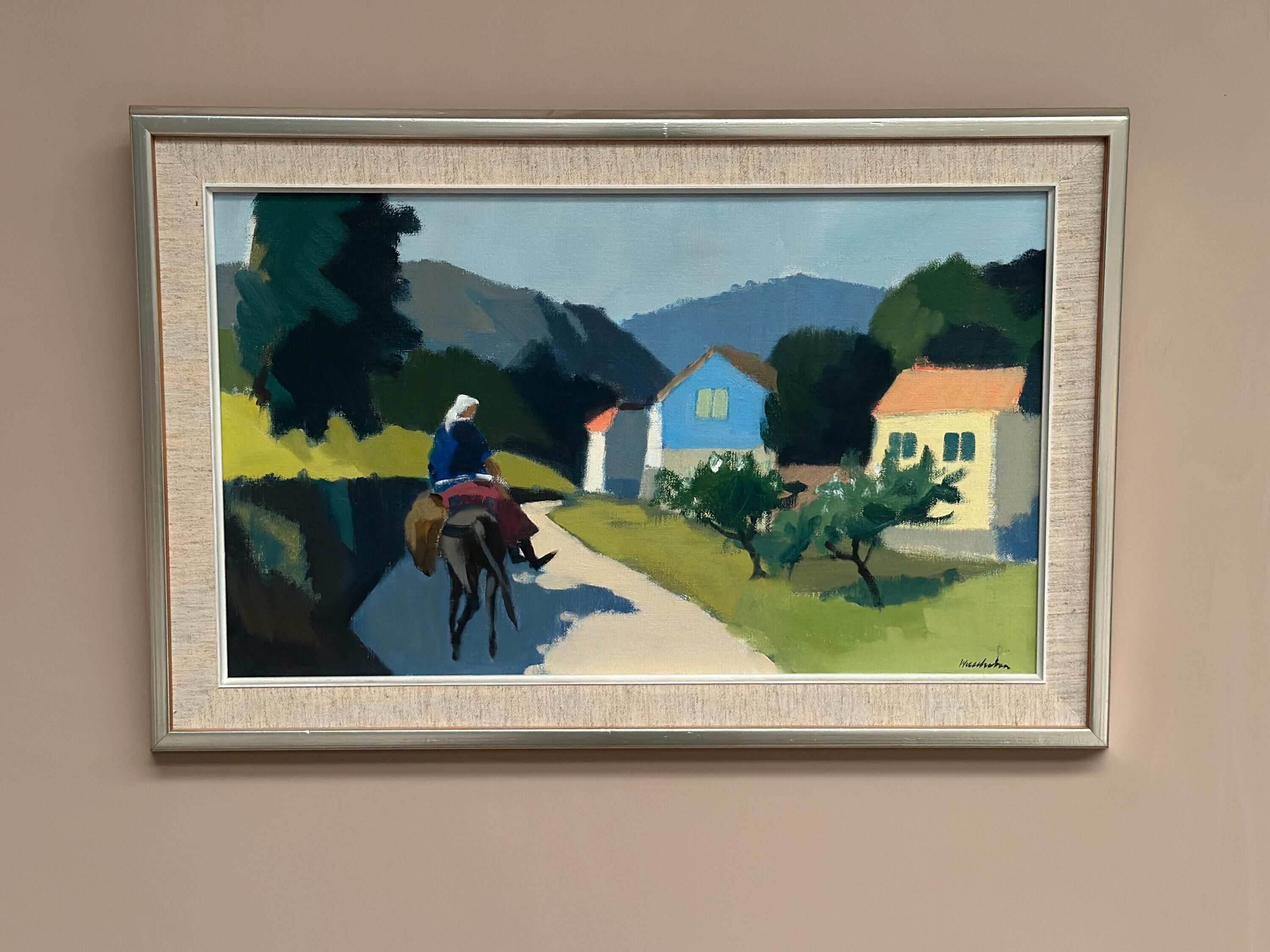 Swedish Oil on Canvas – “Riders on the Road, Crete by Stig Wernheden