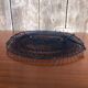 Old foldable blue metal basket, vintage handles