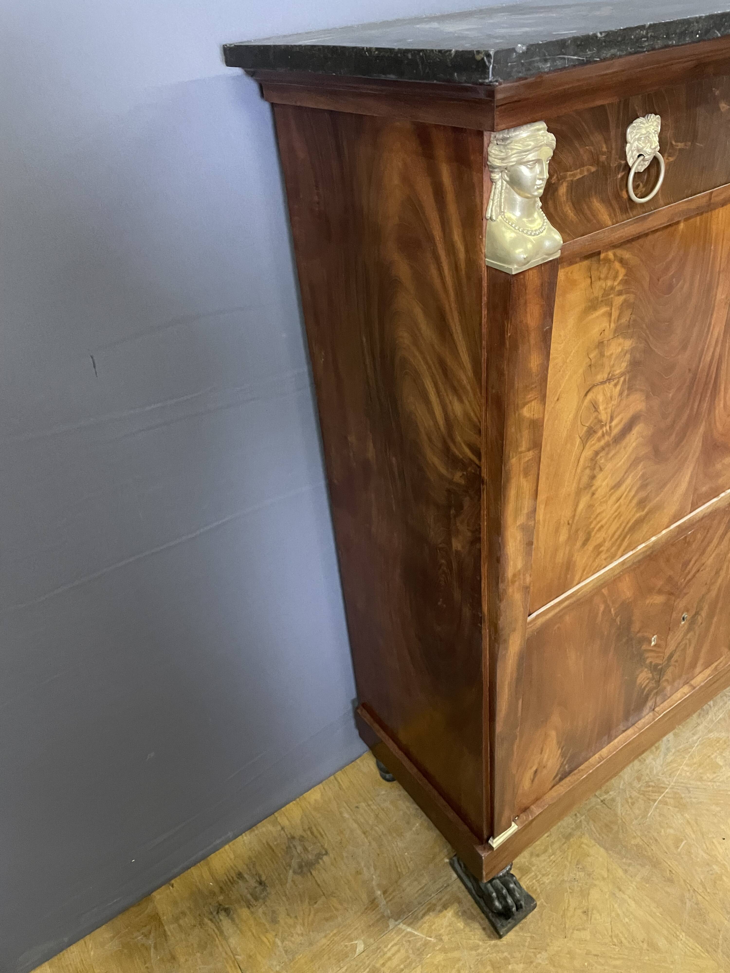 Empire mahogany secretary from the Consulate period.