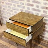 Pair of bedside table varnished wood 60s