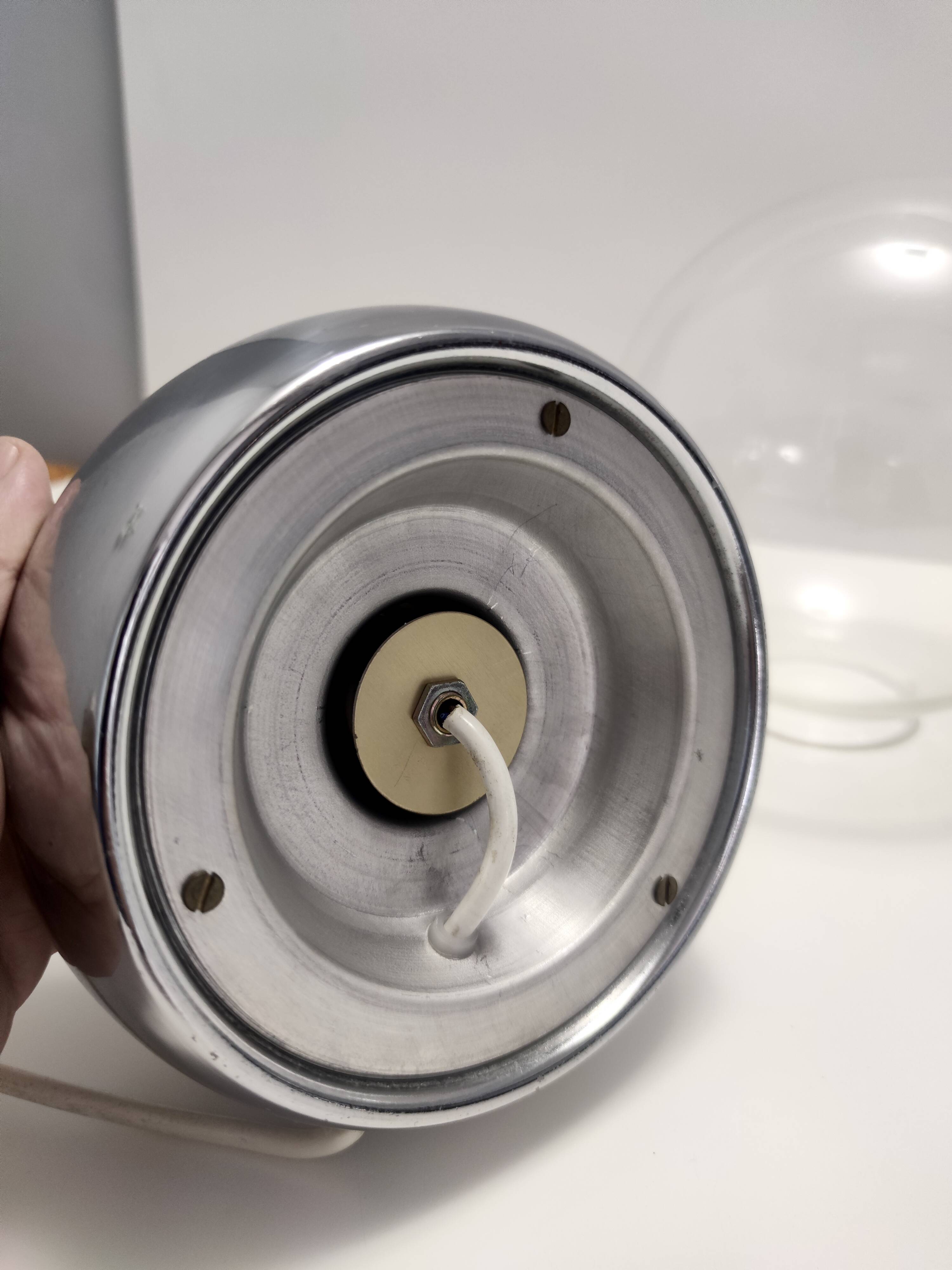 Pair of Vintage Glass and Metal Table Lamps "Vieste" by GPA Monti for Candle