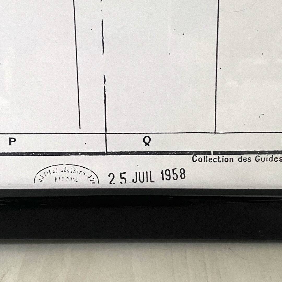 Vintage map of Algiers 1958, framed in wood and glass.